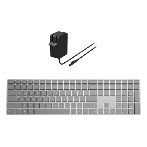 Microsoft Surface 24W Power Supply + Microsoft Surface Keyboard Gray - 24 W Power Supply for Surface Go - Bluetooth Connectivity for Keyboard - Compatible with Surface Pro 3, 4, and 5 - QWERTY Key layout - Input Voltage Range of 15 V