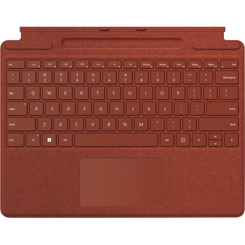 Microsoft Surface Pro Signature Keyboard Poppy Red - Adjusts to virtually any angle - Full mechanical keyset with backlit keys - Large Trackpad for precise control - Made with Alcantara material - Optimum key spacing supports accurate typing