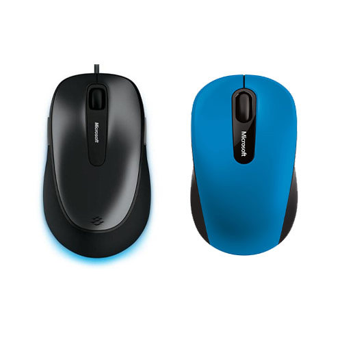 Microsoft Comfort Mouse 4500 Lochness Gray + Microsoft 3600 Bluetooth Mobile Mouse Blue - Wired USB Connectivity - Wireless Blue Mouse - 1000 dpi movement resolution - Tilt Wheel Scroll Type - Contoured Shape
