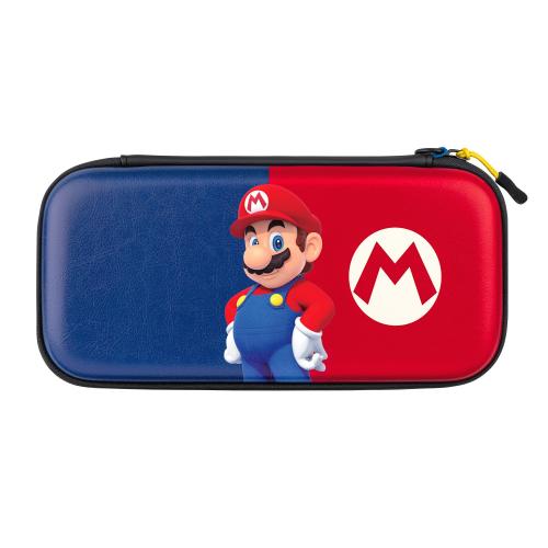 Power Pose Mario Slim Deluxe Travel Case - Super Mario Edition - Integrated Stand Included - Compatible with Nintendo Switch, Switch Lite, and OLED - Nylon Wrist Strap - Unique console lift strap