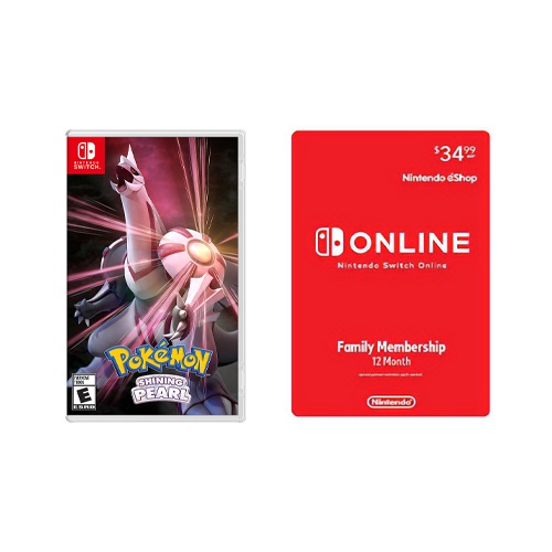 Pokemon Shining Pearl + Nintendo Switch Online Family Membership 12 Month Code - For Nintendo Switch - ESRB Rated E (Everyone) - Single Player Supported - Adventure & Role Playing Game