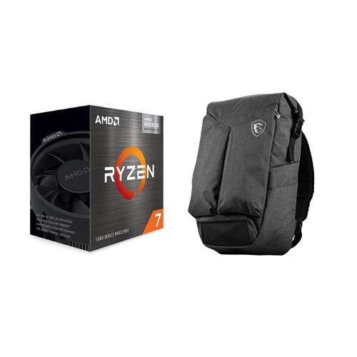 AMD Ryzen 7 5700G 8 core 16 thread Desktop Processor with Radeon Graphics + Bonus Gaming Backpack - 8 CPU Cores & 16 Threads | 8 GPU Cores - BONUS Backpack Included - 3.8 GHz- 4.6 GHz CPU Speed - 16MB Total L3 Cache - PCIe 3.0 Ready