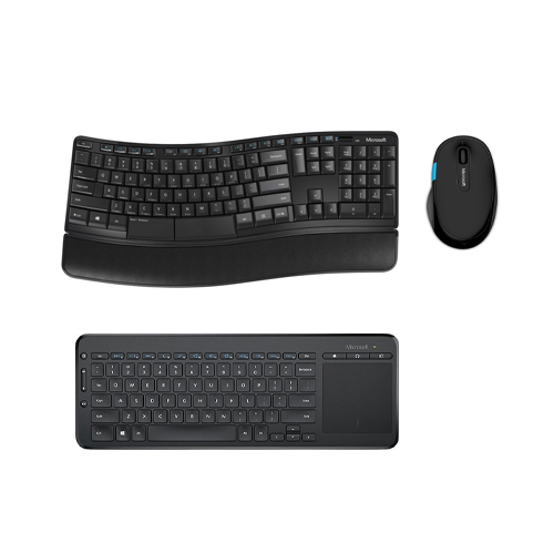 Microsoft Sculpt Comfort Desktop Keyboard and Mouse + Microsoft All-in-One Media Keyboard - Wireless Keyboards and Mouse - Detachable Palm Rest - Integrated Multi-touch Trackpad - Four-way Scrolling - Customizable Media Hotkeys