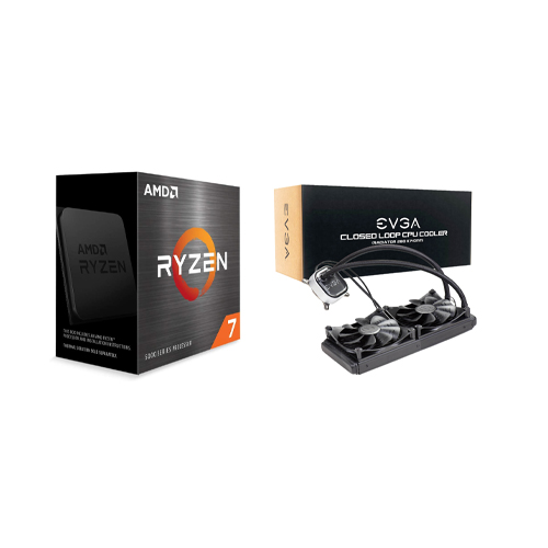 AMD Ryzen 7 5800X 8-core 16-thread Desktop Processor + EVGA CLC 280 Liquid CPU Cooler - 8 cores & 16 threads - 3.8 GHz- 4.7 GHz CPU Speed - Teflon Nano Bearing - PCIe 4.0 Ready - Without Cooler