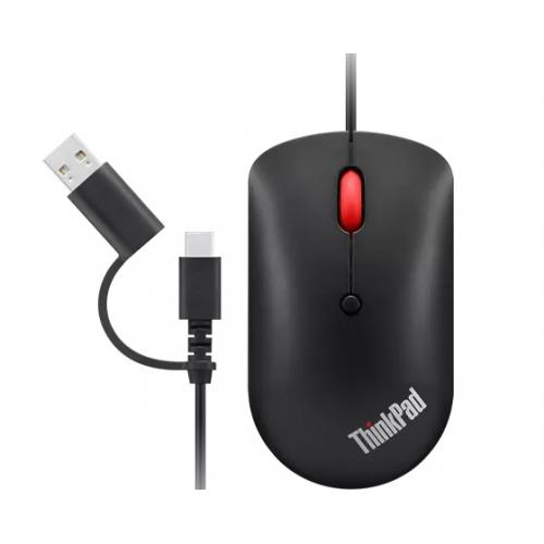 Lenovo ThinkPad USB-C Wired Compact Mouse - Optical Sensor - Cable Connectivity - 2400 dpi - Scroll Wheel - 4 Button(s)