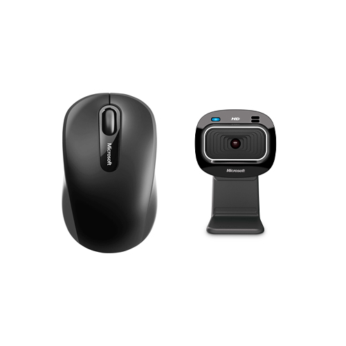 Microsoft Bluetooth Mobile Mouse 3600 Black + Microsoft LifeCam HD-3000 Webcam - Bluetooth Connectivity for Mouse - 1280 x 720 Video - 30 fps for Webcam - BlueTrack Enabled Mouse - 4-way Scroll Wheel