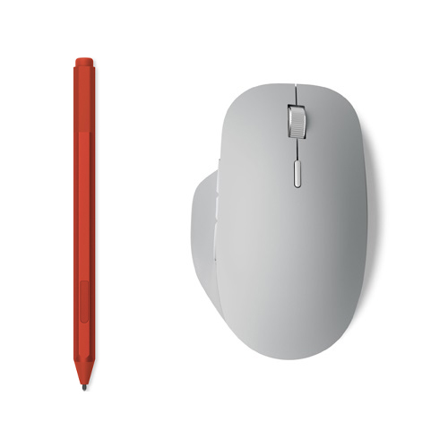 Microsoft Surface Pen Poppy Red + Microsoft Surface Precision Mouse Gray - Tilt the tip to shade your drawings - Bluetooth or USB Connection for Mouse - Writes like pen on paper - Sketch, shade, and paint with artistic precision