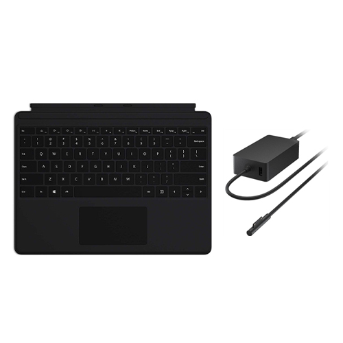 Microsoft Surface Pro X Keyboard Black Alcantara + Microsoft Surface 127W Power Supply - Wireless Connectivity Keyboard - 127W maximum output power - Wired Charging Method - Large glass trackpad - Performs like a full, traditional laptop