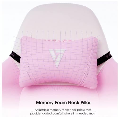 VERTAGEAR PL1000 Gaming Chair Pink & White   Adjustable Height   Easy One Person Assemble   Dual Layer Hybrid Foam   Metal 5 Star Base   Lumbar And Neck Support 