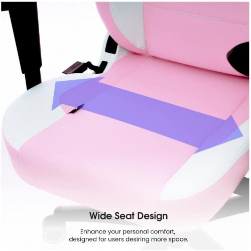 VERTAGEAR PL1000 Gaming Chair Pink & White   Adjustable Height   Easy One Person Assemble   Dual Layer Hybrid Foam   Metal 5 Star Base   Lumbar And Neck Support 