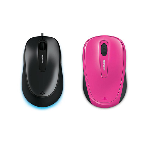 Microsoft Comfort Mouse 4500 Lochness Gray + Microsoft 3500 Wireless Mobile Mouse- Pink - Wired USB Connectivity - 1000 dpi movement resolution - BlueTrack Enabled Mouse - 5 Button(s) - Ambidextrous Design