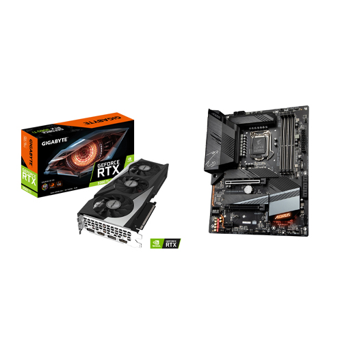 Gigabyte GeForce RTX 3060 Ti Gaming OC 8GB Rev 2 LHR Graphics Card + Gigabyte Z590 AORUS ELITE AX Ultra Durable Desktop Motherboard