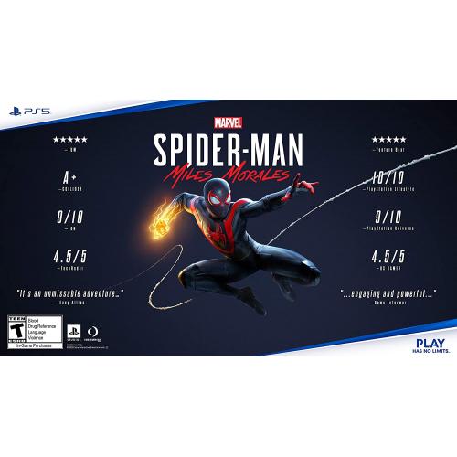 Open Box: Marvel's Spider Man: Miles Morales Ultimate Edition   For PlayStation 5   Action/Adventure Game   Max Number Of Players Supported: 1   ESRB Rated T (Teen 13+) 
