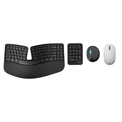 Microsoft Ocean Plastic Wireless Scroll Mouse Seashell + Microsoft Sculpt Ergonomic Desktop Keyboard And Mouse