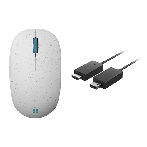 Microsoft Ocean Plastic Wireless Scroll Mouse Seashell + Microsoft Wireless Display Adapter - Bluetooth 5.0 Connectivity Mouse - USB Powered HDMI - Made w/ 20% package waste - 23 ft Range for Display Adapter - Up to 30" per second Tracking Speed