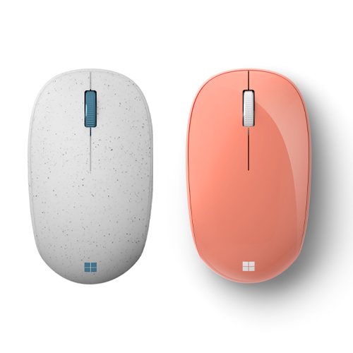 Microsoft Ocean Plastic Wireless Scroll Mouse Seashell + Microsoft Bluetooth Mouse Peach - Bluetooth Connectivity - Made w/ 20% package waste - 2.40 GHz Operating Frequency - Up to 30" per second Tracking Speed - Up to 12 month battery life