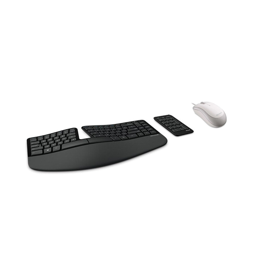 Microsoft Wired USB Mouse White + Microsoft Sculpt Ergonomic Keyboard Black - Wired USB Mouse - Wireless Keyboard - Optical - Split Keyset - 800 dpi Movement Resolution