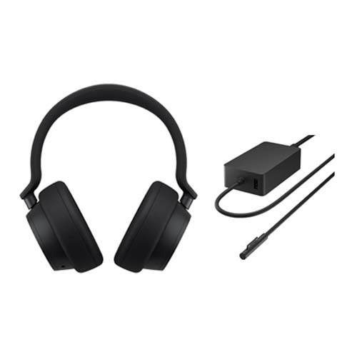 Microsoft Surface Headphones 2 Matte Black + Microsoft Surface 127W Power Supply - Crystal-clear Omnisonic Sound - Wired Charging Method - Touch, tap, and dial controls - 127W maximum output power - 13 levels of active noise cancellation