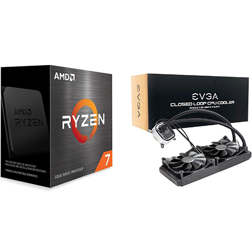 AMD Ryzen 7 5700X 8-core 16-thread Desktop Processor without cooler + EVGA CLC 280 Liquid CPU Cooler - 8 cores & 16 threads - 3.4 GHz- 4.6 GHz CPU Speed - 36MB Total Cache - PCIe 4.0 Ready - Without Cooler - Teflon Nano Bearing