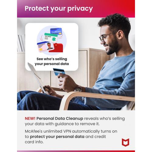 McAfee+ Premium Individual Antivirus And Internet Security Software For Unlimited Devices (Windows/Mac/Android/iOS), 1 Year Subscription (Digital Download)   1 Year Subscription   Unlimited Devices 