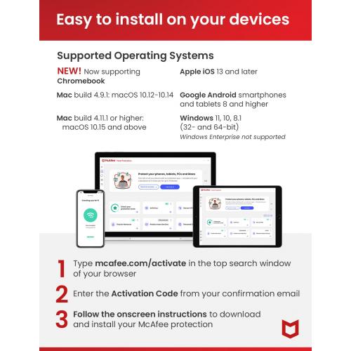McAfee+ Premium Individual Antivirus And Internet Security Software For Unlimited Devices (Windows/Mac/Android/iOS), 1 Year Subscription (Digital Download)   1 Year Subscription   Unlimited Devices 