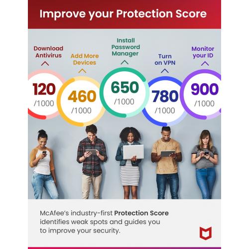 McAfee Total Protection Antivirus & Internet Security Software For 1 Devices (Windows/Mac/Android/iOS), 1 Year Subscription (Digital Download)   1 Year Subscription   1 Device 