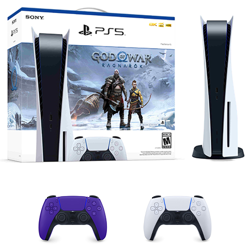 PlayStation 5 Console God of War Ragnarok Bundle + PlayStation 5 DualSense Wireless Controller Galactic Purple