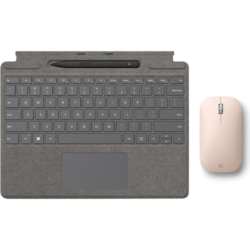 Microsoft Surface Pro Signature Keyboard Platinum with Surface Slim Pen 2 Black + Microsoft Surface Mobile Mouse Sandstone