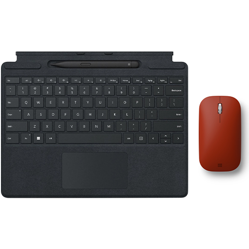 Microsoft Surface Pro Signature Keyboard with Surface Slim Pen 2 Black + Microsoft Surface Mobile Mouse Poppy Red