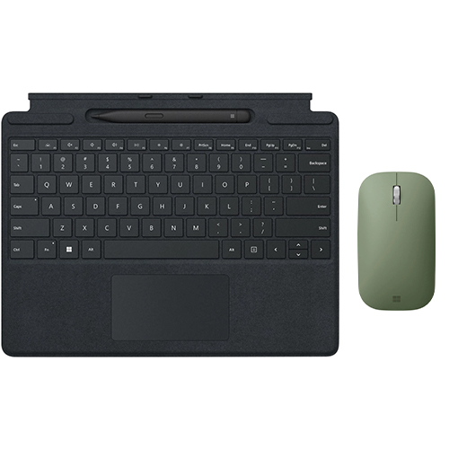 Microsoft Surface Pro Signature Keyboard with Surface Slim Pen 2 Black + Microsoft Modern Mobile Wireless BlueTrack Mouse Forest