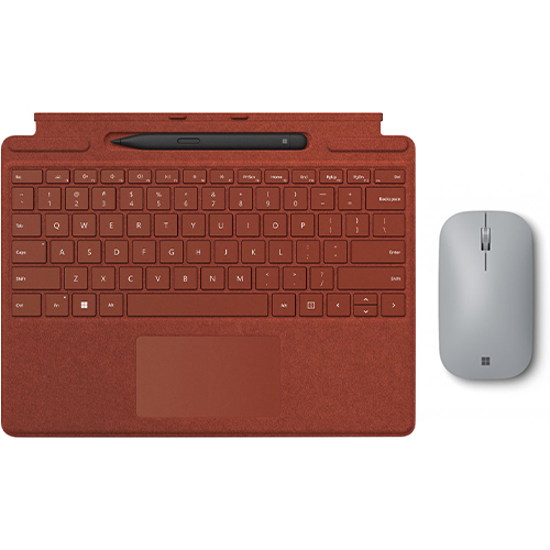 Microsoft Surface Pro Signature Keyboard Poppy Red with Surface Slim Pen 2 Black + Microsoft Surface Mobile Mouse Platinum