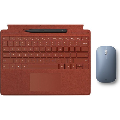 Microsoft Surface Pro Signature Keyboard Poppy Red with Surface Slim Pen 2 Black + Microsoft Surface Mobile Mouse Ice Blue
