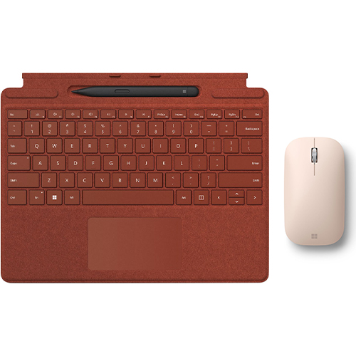 Microsoft Surface Pro Signature Keyboard Poppy Red with Surface Slim Pen 2 Black + Microsoft Surface Mobile Mouse Sandstone