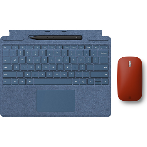 Microsoft Surface Pro Signature Keyboard Sapphire with Surface Slim Pen 2 Black + Microsoft Surface Mobile Mouse Poppy Red