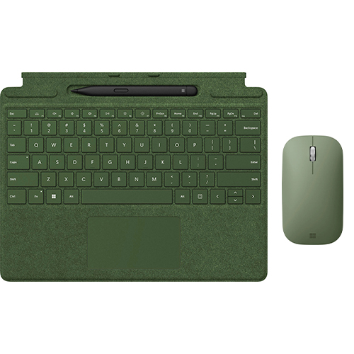Microsoft Surface Pro Signature Keyboard Forest with Surface Slim Pen 2 Black + Microsoft Modern Mobile Wireless BlueTrack Mouse Forest