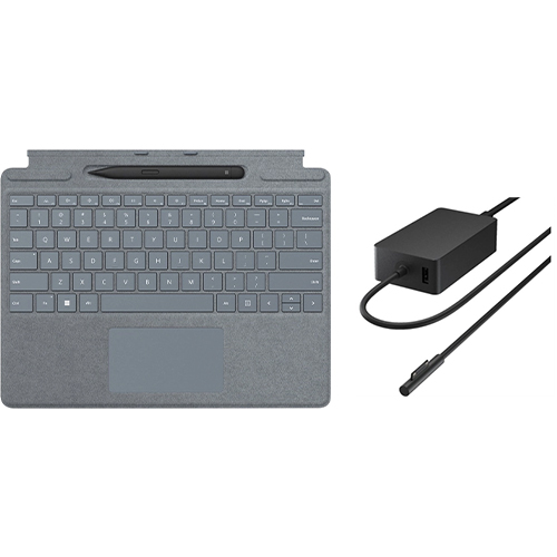 Microsoft Surface Pro Signature Keyboard Ice Blue with Surface Slim Pen 2 Black + Microsoft Surface 127W Power Supply