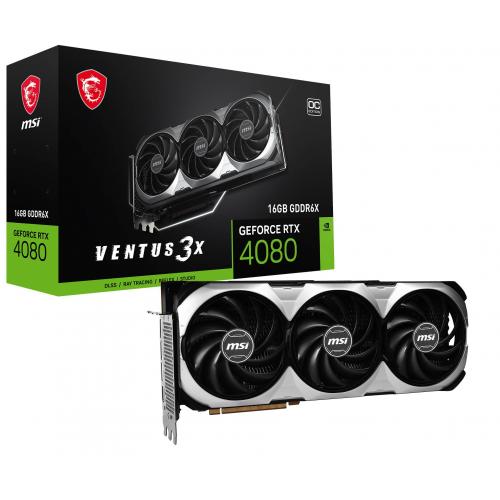 MSI GeForce RTX 4080 16GB VENTUS 3X OC Graphics Card - DirectX 12 Ultimate Supported - G-Sync Compatible - HDCP Supported - TORX Fan 4.0 Cooling System - 16 GB GDDR6X Memory Interface