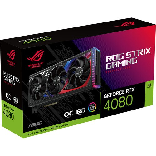 Asus ROG Strix GeForce RTX 4080 16GB GDDR6X Gaming Graphics Card   OpenGL 4.6 Supported   HDCP Supported   Asus Aura Synce Included   2505 MHz Boost Clock Speed   16 GB GDDR6X Memory Interface 