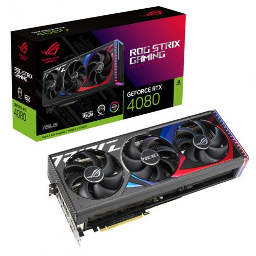 Asus ROG Strix GeForce RTX 4080 16GB GDDR6X Gaming Graphics Card   OpenGL 4.6 Supported   HDCP Supported   Asus Aura Sync Included   2505 MHz Boost Clock Speed   16 GB GDDR6X Memory Interface 