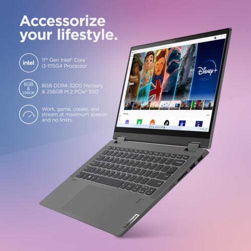 Lenovo IdeaPad Flex 5 14" Touchscreen 2 In 1 Notebook FHD Intel Core I3 1115G4 8GB RAM 256GB SSD Graphite Grey 