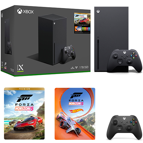 Xbox Series X 1TB SSD Console + Forza Horizons 5 + Xbox Wireless Controller Carbon Black - Includes Xbox Wireless Controller - Includes Forza Horizons 5 - 16GB RAM 1TB SSD - Experience True 4K Gaming - Xbox Velocity Architecture