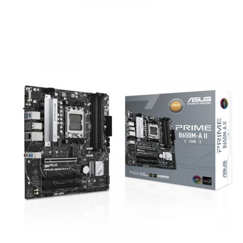 ASUS PRIME B650M A II CSM Desktop Motherboard   AMD B560 Chipset   128 GB DDR5   AMD Ryzen 7000 Series Supported   4 DIMM Slots   AMD Socket AM5 