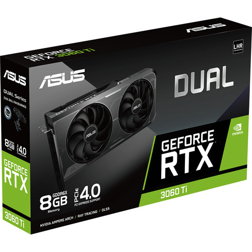 Asus Dual GeForce RTX 3060 Ti OC Edition 8GB Gaming Graphics Card - NVIDIA Ampere Streaming Multiprocessors - 2nd Generation RT Cores - 3rd Generation Tensor Cores - Axial-tech fan design - 1710 MHz Overclock Speed