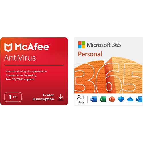 Microsoft 365 Personal 12 Month Auto-Renewal / McAfee AntiVirus