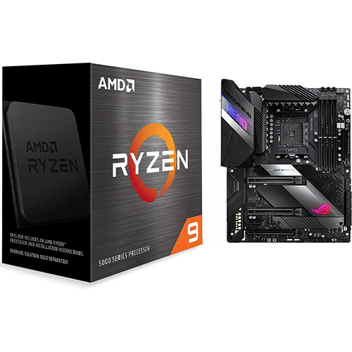 AMD Ryzen 9 5900X 12-core 24-thread Desktop Processor + Asus ROG Crosshair VIII Hero Desktop Motherboard - 12 cores & 24 threads - 3.7 GHz- 4.8 GHz CPU Speed - 70MB Total Cache - PCIe 4.0 Ready - 8 x SATA Interfaces