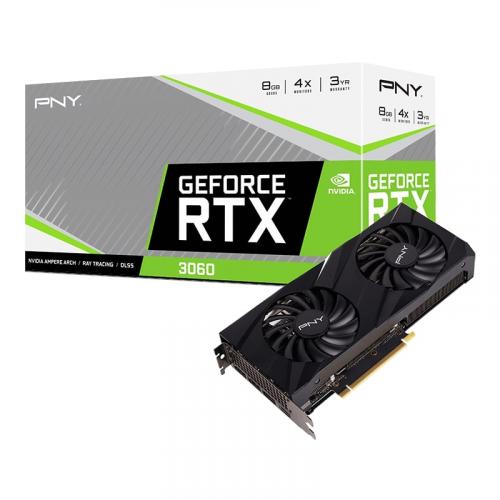 PNY GeForce RTX 3060 8GB Verto Dual Fan Graphics Card - 2nd Gen Ray Tracing Cores - 3rd Gen Tensor Cores - PCI Express Gen 4 - Microsoft DirectX 12 Ultimate - GDDR6 Graphics Memory
