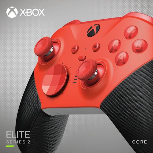 Xbox Elite Wireless Controller Series 2 Core Red - Wireless Connectivity -  Wrap-around Rubberized Grip - 40 Hours of Rechargeable Battery Life