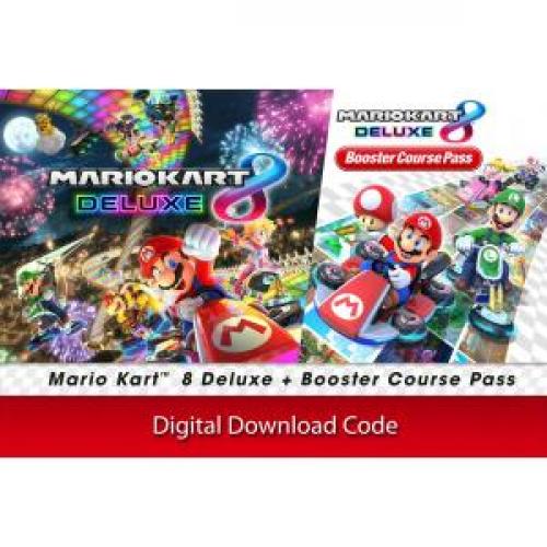 Mario Kart 8 Deluxe Bundle (Digital Download) - for Nintendo Switch - Rated E (For Everyone) - Single & Co-Op up to 4 Players Supported - Racing & Party Game