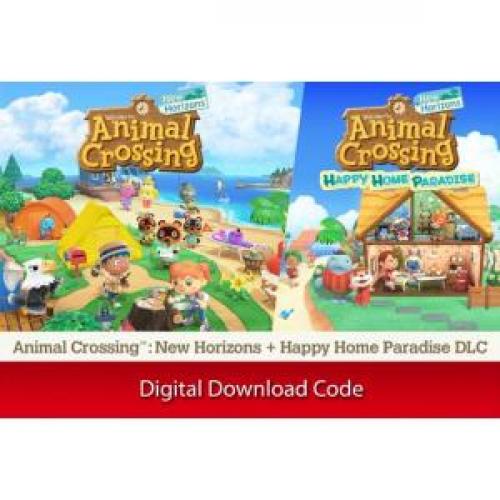 Animal Crossing: New Horizons Bundle (Digital Download) - for Nintendo Switch - Rated E (For Everyone) - Includes Animal Crossing: New Horizons + Happy Home Paradise DLC - Single Player Supported
