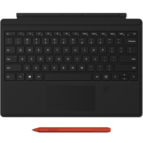 Microsoft Surface Pro Signature Type Cover w/ Finger Print Reader Black + Microsoft Surface Pen Poppy Red